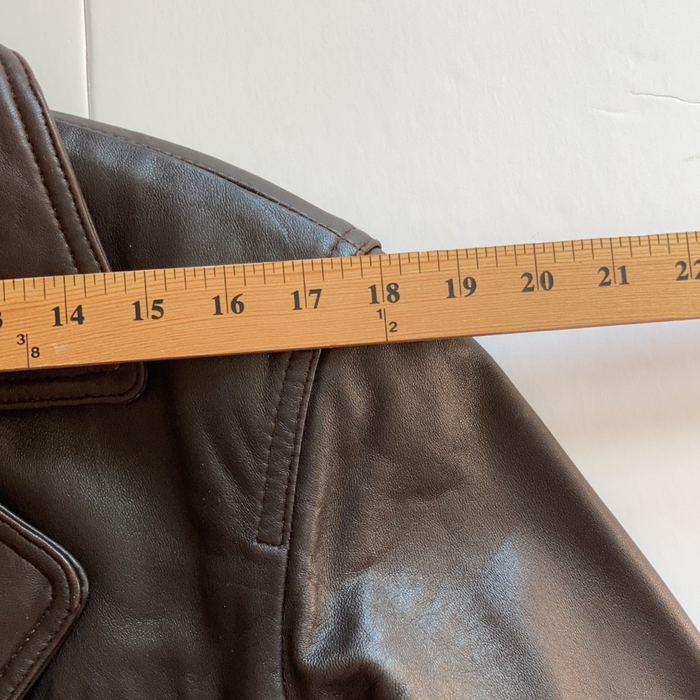 Chocolate Brown Leather Belted Jacket - Picture 4 of 16